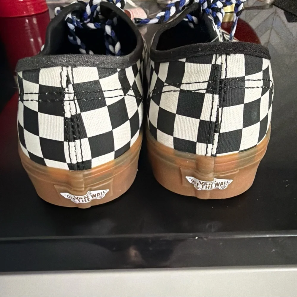 Vans Black and White Checkerboard Sneakers with Gum Sole - Picture 7 of 7